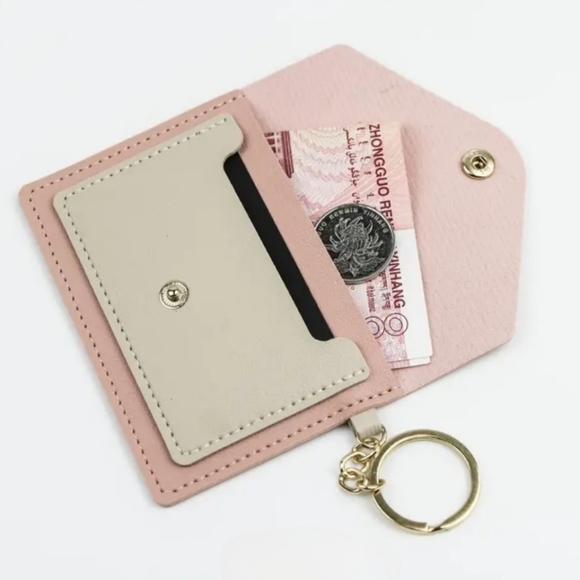 NWT Vegan Leather Two Tone Envelope Flap Card Holder/Keychain - Picture 3 of 4